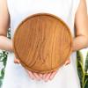 Rainforest Bowls Set of 2 10" Round Javanese Teak Wood Dinner Plates- Perfect for Everyday Use- Hot & Cold Friendly, Ultra-Durable, Premium Wooden Plates- Handcrafted by Indonesian Artisans view 4