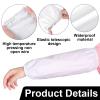 Jecery 4 Pairs Waterproof Sleeves for Arms Reusable Oilproof Oversleeves PVC Farmers Arm Sleeve Cover for Cleaning Cooking(Medium,Black, White) view 2