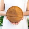 Rainforest Bowls Set of 4 8" Round Javanese Teak Wood Plates- Perfect for Everyday Use- Hot & Cold Friendly, Ultra-Durable, Premium Wooden Plates- Handcrafted by Indonesian Artisans view 4