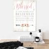 Aihesui Rustic Wood Sign Modern Farmhouse Wall Hanging Home Decor Bible Verse Blessed is She Who Has Believed Plaque for Living Room Kitchen Bedroom Office School 12x16inch view 4
