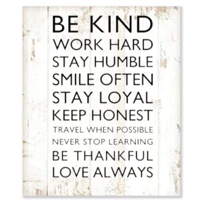 Aihesui Rustic Wood Sign Modern Farmhouse Wall Hanging Home Decor Be Kind Work Hard Stay Humble Plaque for Living Room Kitchen Bedroom Office School 10x12inch