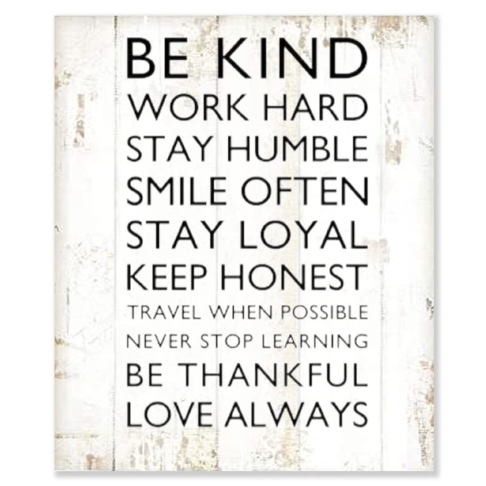 Aihesui Rustic Wood Sign Modern Farmhouse Wall Hanging Home Decor Be Kind Work Hard Stay Humble Plaque for Living Room Kitchen Bedroom Office School 10x12inch