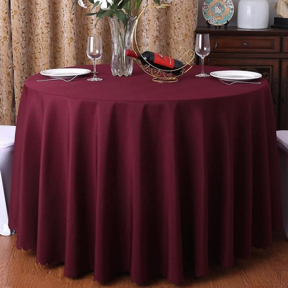24 Colours Wedding Table Cover Table Cloth Polyester Table Linen Hotel Banquet Round Tables Decoration,Burgandy,320cm Round