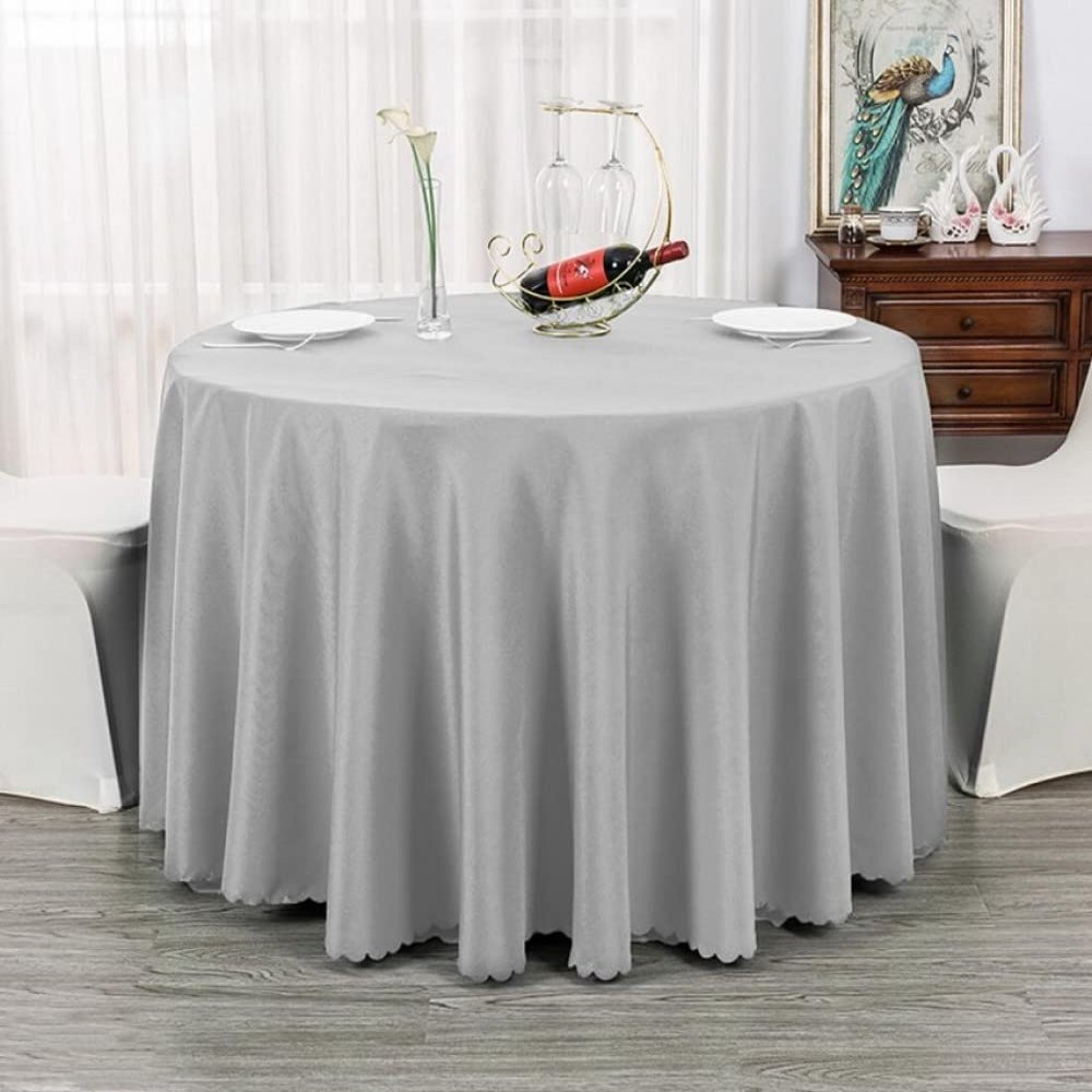 24 Colours Wedding Table Cover Table Cloth Polyester Table Linen Hotel Banquet Round Tables Decoration,Silver Grey,260cm Round
