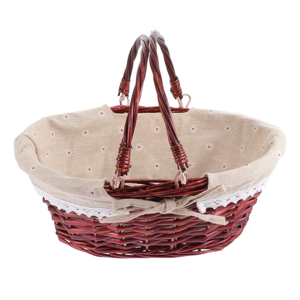 Cabilock 1pc Decorative Weaving Basket for Picnic Storage Retro Country Style Willow-weaving Vegetable Fruit Basket Portable Home Organizer