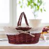 Cabilock 1pc Decorative Weaving Basket for Picnic Storage Retro Country Style Willow-weaving Vegetable Fruit Basket Portable Home Organizer view 2
