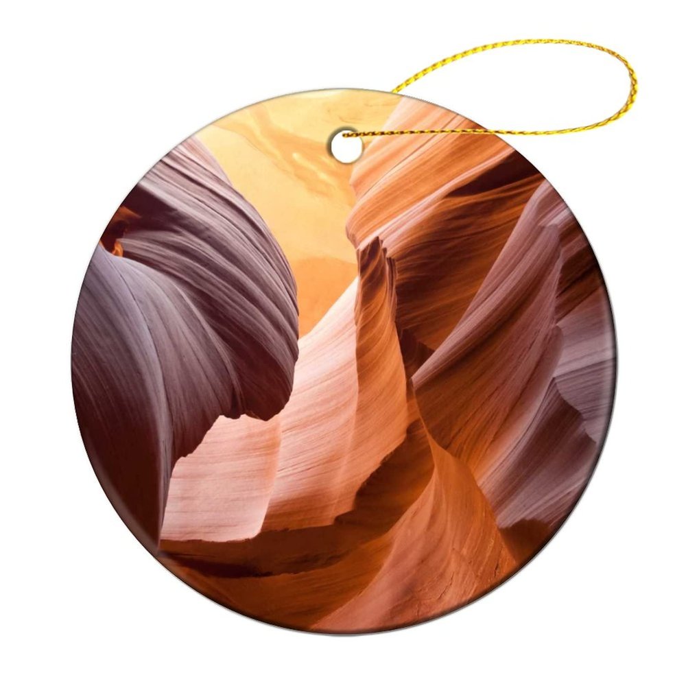 Antelope Canyon Christmas Ornaments 2021 for Tree Decorations Keepsake Ornaments for Kids Girls New Couples Family Friends 3 inches Circle Flat Ceramic