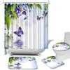 AtGoWac Butterfly Shower Curtain Sets with Rugs. 4 Pieces Purple White Shower Curtain Spring Floral Bathroom Decor Set view 1