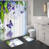 AtGoWac Butterfly Shower Curtain Sets with Rugs. 4 Pieces Purple White Shower Curtain Spring Floral Bathroom Decor Set view 3