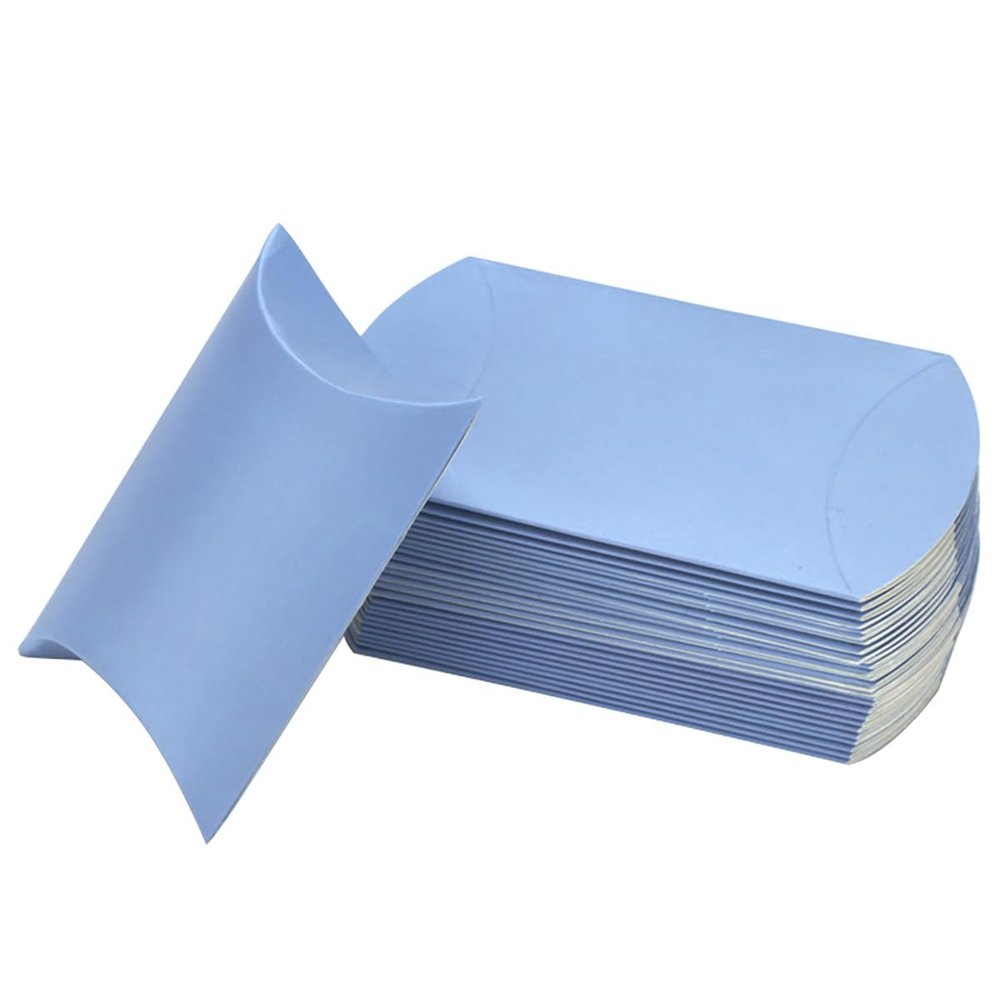 ECYC 50 Pcs Pillow Candy Boxes, Creative Wedding Favor Gift Box Candy Gift Box for Wedding Birthday Party Baby Shower Christmas Favors,Light Blue