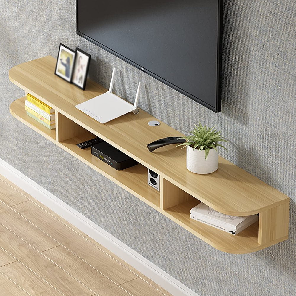 WANGPP Floating TV Cabinet - Wall-Mounted Shelf/TV Stand,Wood TV Wall Mounted TV Cabinet,Modern Entertainment Unit,with Drawer and Storage Unit Audio/Video Console