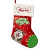 MALIHONG 1 Pack Merry Christmas Personalized Snowflake Stocking with Cute Dog Husky Red and Green Xmas Holiday Home Decor Gift 14.4" view 1