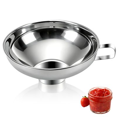Stainless Steel Canning Funnel, Large Food Funnel Metal Wide Mouth Jar Funnel Kitchen Tools with Handle for Wide and Regular Mouth Jars(L)