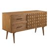 Walker Edison Deluca Boho Solid Wood 2 Door Sideboard with Prism Detail 58 Inch Caramel view 1