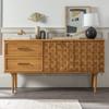 Walker Edison Deluca Boho Solid Wood 2 Door Sideboard with Prism Detail 58 Inch Caramel view 2