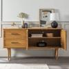Walker Edison Deluca Boho Solid Wood 2 Door Sideboard with Prism Detail 58 Inch Caramel view 4