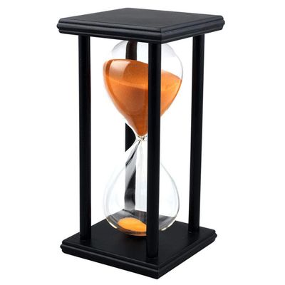 BAWAQAF 60Min Wooden Sand Sandglass Hourglass Timer Clock Decor Unique Gift Type:60Min Black Frame Orange Sand