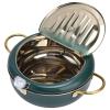 Deep Fryer Pot, 304 Stainless Steel Japanese Style Deep Fryer,Frying Pan with Thermometer,Home Tempura Fryer Pot for Frying French Fries, Shrimp, Chicken Steak, Squid, Biscuit, Meatballs(Black Green) view 1