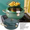 Deep Fryer Pot, 304 Stainless Steel Japanese Style Deep Fryer,Frying Pan with Thermometer,Home Tempura Fryer Pot for Frying French Fries, Shrimp, Chicken Steak, Squid, Biscuit, Meatballs(Black Green) view 2