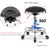 XZSBDXHH PU Leather Cushioned Stool Round Rolling Chair Stools Swivel Height Adjustable 16.5-22.4in with 5 Wheels Drafting Work SPA Shop Salon Stools for Massage Office (Red B) view 3