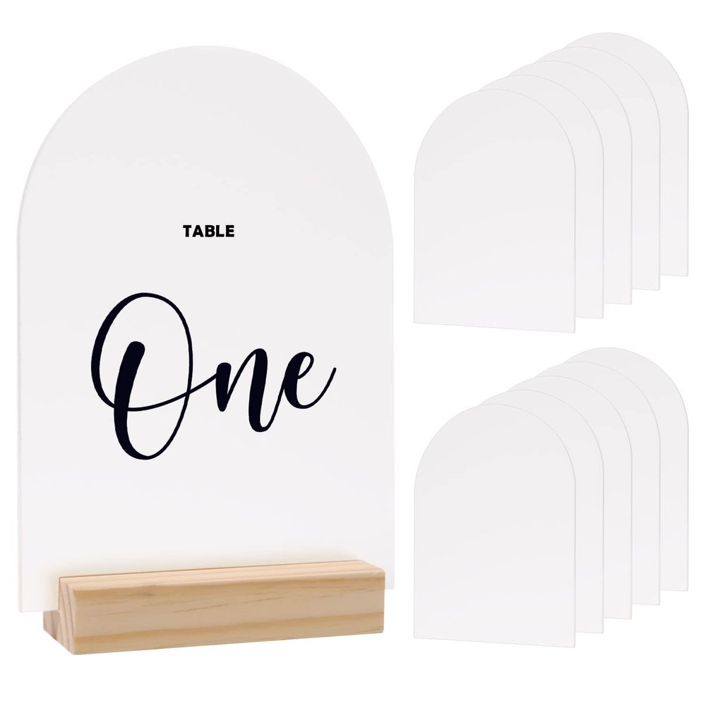 JINMURY 5x7 Inch Frosted Arch Acrylic Blank Sign | 10 Pack Frosted Arch Blanks Acrylic Sheets1/8 inch Thick, DIY Wedding Table Numbers, Perfect as Arched Modern Wedding Table Sign, Events& Parties