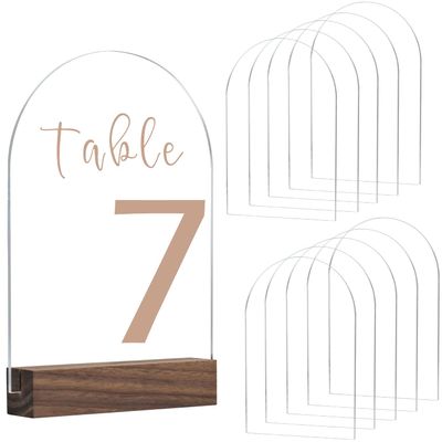 JINMURY 5x7 Inch Clear Arch Acrylic Sign Blank | 10 Pack Clear Arch Blanks Acrylic Sheets 1/8 inch Thick, DIY Wedding Table Numbers, Perfect as Arched Modern Wedding Table Sign, Events& Parties Wood Base NOT Included