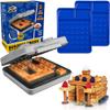 Building Brick Electric Waffle Maker- GREY with 2 Construction Eating Plates- Cook Fun Buildable Waffles in Minutes Like Houses, Cars & More- Revolutionize Breakfast - Stack & Build on Serving Dishes view 1