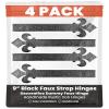4 Pack 9" Black Faux Strap Hinges - Hand Forged Dummy Faux Hinge  Handmade Rustic Iron Hinges for Farmhouse Shutter, Carriage Doors, Barn Door, Castle Door, and Gates  The Fleur De Lis Series view 1
