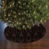 Flocked Damask Taffeta Tree Skirt Christmas Decoration 56" Round Holiday Event Tree Dcor (Black on Brown) view 1