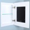 Fox Hollow Furnishings 11x14 Concealed Picture Frame Medicine Cabinet Without Mirror for Bathroom, Recessed in the Wall, Made in North America, Real Wood, NO MDF, Adjustable Shelves, Hidden, White view 2