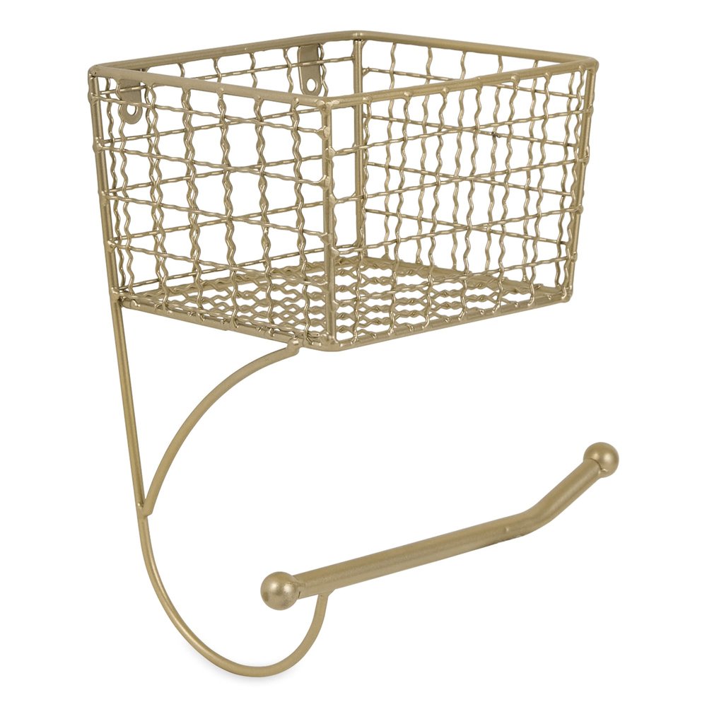 DII Rustic Farmhouse Bathroom Dcor, Metal Storage, Toilet Paper Holder, Gold