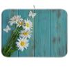 Absorbent Dish Drying Mat for Kitchen Counter - Small Daisies on Wooden Board Microfiber Drying Pad, Reversible Drainer Mats for Countertop, Small 16 x 18 inch, Large 18 x 24 inch view 1