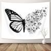 Black White Butterfly Tapestry Wall Hanging, Full Bloom Floral Retro Butterflies Tapestries, Flowers Aesthetic Tapestry Wall Art for Girls Bedroom Dorm Abstract Home Room Wall Decoration view 1