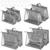 CINPIUK Handbag Dust Bags Clear Purse Storage Organizer for Closet Small to Extra Large Handbags Dust Free Bags Hanging Zipper Storage Bag with Hooks, ( Grey, 4 Sizes-8PCS) view 1