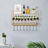 3 Layers Wall Mounted Wine Bottle Stemware Glass Rack, Rustic Metal Wall Mount Shelf Metal Wine Rack Metal Bottle & Glass Holder Elegant Storage for Kitchen, Dining Room, Bar or Wine Cellar (Gold) view 2