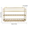 3 Layers Wall Mounted Wine Bottle Stemware Glass Rack, Rustic Metal Wall Mount Shelf Metal Wine Rack Metal Bottle & Glass Holder Elegant Storage for Kitchen, Dining Room, Bar or Wine Cellar (Gold) view 3