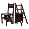 Wooden Foldable Ladder Stool Chair, Multifunction 4-Steps Climb Step Stool Shelf Portable Stepladder Chairs for Home Kitchen or Office - 150kg view 1