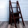 Wooden Foldable Ladder Stool Chair, Multifunction 4-Steps Climb Step Stool Shelf Portable Stepladder Chairs for Home Kitchen or Office - 150kg view 2
