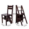 Wooden Foldable Ladder Stool Chair, Multifunction 4-Steps Climb Step Stool Shelf Portable Stepladder Chairs for Home Kitchen or Office - 150kg view 3