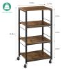 YBING Kitchen Island Cart Utility on Wheels Rolling Cart with Storage Organizer 4-Tier Farmhouse Serving Cart Stand with Wood Tabletop Shelf Units for Bathroom Office Industrial Brown view 2