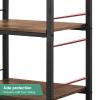 YBING Kitchen Island Cart Utility on Wheels Rolling Cart with Storage Organizer 4-Tier Farmhouse Serving Cart Stand with Wood Tabletop Shelf Units for Bathroom Office Industrial Brown view 3