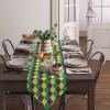 BOBOWUNY Mardi Gras Geometric Burlap Table Runner 72 Inches Long Table Runner Dresser Scarves, Diamond Check Farmhouse Table Runners for Wedding Party Holiday Table Setting Decor view 4