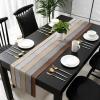 Rustic Farmhouse Burlap Table Runner 36 Inches Long Cotton Linen, Kitchen Dinner Table Runners, Vintage Barn Wood Gradient Brown Grey Beige Tablerunner for Table/Dresser/Dining/Party/Wedding view 4