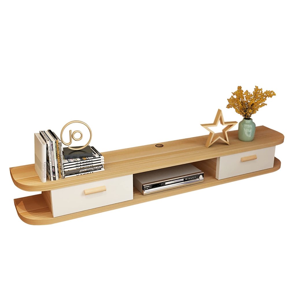 WANGPP Wall Mounted TV Shelf Floating TV Stand Floating TV Cabinet Shelf Wood Media Console Entertainment Center Under TV Floating Cabinet Desk Storage Hutch for Home and Office