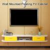 WANGPP Wall Mounted TV Shelf Floating TV Stand Floating TV Cabinet Shelf Wood Media Console Entertainment Center Under TV Floating Cabinet Desk Storage Hutch for Home and Office view 4