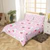 Feelyou Kids Cartoon Rabbit Duvet Cover Cute Strawberry Bunnies Design Bedding Set Boys Girls Kawaii Animal Floral Comforter Cover Lovely Pink Bedspread Cover Bedroom Collection 2Pcs Twin Size view 2