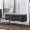 Shunzhi Sherpa Storage Bench for Bedroom Grey Fur Entryway Bench Ottoman Upholstered Faux Fur Bench Fuzzy End of Bed Shoe Bench with Metal Legs for Living Room view 1