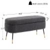 Shunzhi Sherpa Storage Bench for Bedroom Grey Fur Entryway Bench Ottoman Upholstered Faux Fur Bench Fuzzy End of Bed Shoe Bench with Metal Legs for Living Room view 2