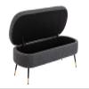 Shunzhi Sherpa Storage Bench for Bedroom Grey Fur Entryway Bench Ottoman Upholstered Faux Fur Bench Fuzzy End of Bed Shoe Bench with Metal Legs for Living Room view 3
