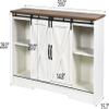 4 EVER WINNER Farmhouse Coffee Bar Cabinet, 59" Buffet Cabinet with Storage & Sliding Barn Doors, Kitchen Storage Cabinet, Coffee Station, Living Dining Room, White view 2